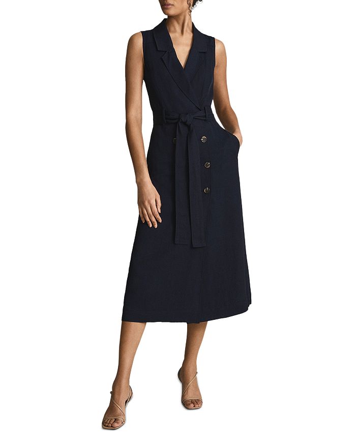 REISS Mariah Belted Double Breasted Sleeveless Dress | Bloomingdale's