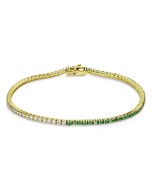 Meira T 14K White & Yellow Gold Emerald & Diamond Tennis Bracelet