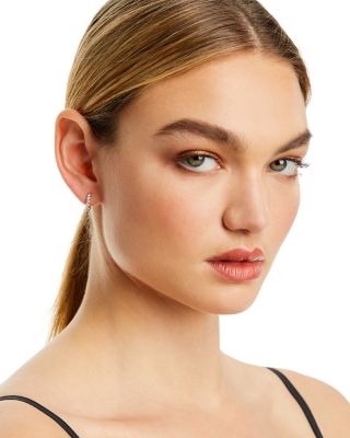 Diamond Huggie Hoop Earrings in 14K White Gold, 0.50 tcw 