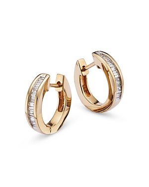 Channel Set Diamond Hoop Earrings in 14K Yellow Gold, 0.25 ct. t.w. - 100% Exclusive