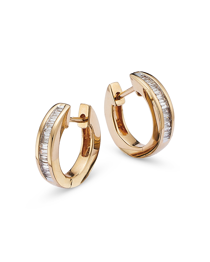 Channel Set Diamond Hoop Earrings in 14K Yellow Gold, 0.25 tcw