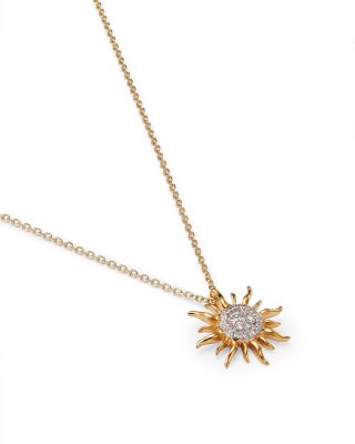 Diamond Sun Pendant Necklace in 14K Yellow Gold, .10 tcw&nbsp;