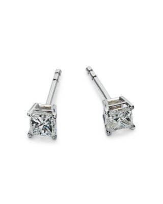 Diamond Princess-Cut Studs in 14K White Gold, 0.50 tcw 