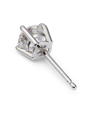 Colorless Certified Round Diamond Stud Earring in 18K White Gold, 0.75 tcw&nbsp;