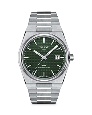 Shop Tissot Prx Powermatic 80 Watch, 40mm In Green/silver