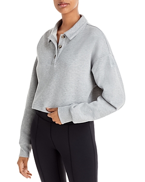 Alo Yoga Cropped Cotton-blend Jersey Sweatshirt In Athletic Heather Grey