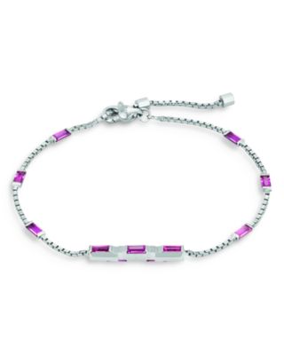 18K White Gold Link to Love Rubellite Box Link Bracelet