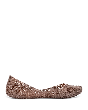 Shop Melissa Women's Campana Open Weave Flats In Metallic Rose