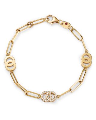 18K Yellow Gold Double O Paperclip Link Bracelet with Diamonds - 150th Anniversary Exclusive