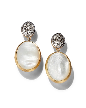 Shop Marco Bicego 18k Two Tone Gold Siviglia Pave Diamond & Mother Of Pearl Drop Earrings - 150th Anniversary Exclusiv In White/gold