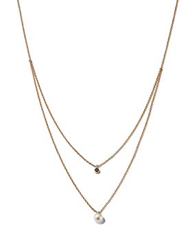 Zoë Chicco - 14K Yellow Gold Cultured Freshwater Pearl & Black Diamond Double Layer Necklace, 16-18" - 150th Anniversary Exclusive