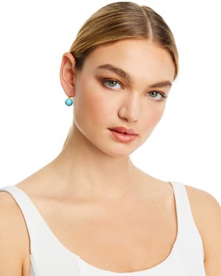 18K Yellow Gold Africa Boule Boule Turquoise Drop Earrings