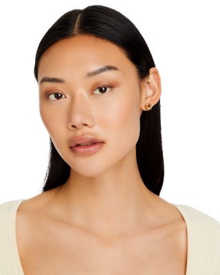 14K Yellow Gold Royal Chain Love Knot Stud Earrings 