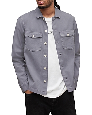 Allsaints Spotter Slim Fit Long Sleeve Shirt In Slate Blue