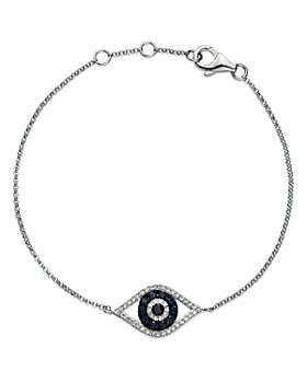 Bloomingdale's - Diamond and Blue Sapphire Evil Eye Bracelet in 14K White Gold - 100% Exclusive