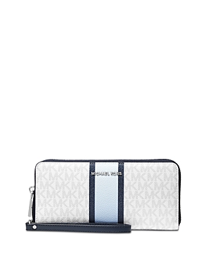 Michael Michael Kors Jet Set Travel Continental Wallet In Chambray/navy/silver