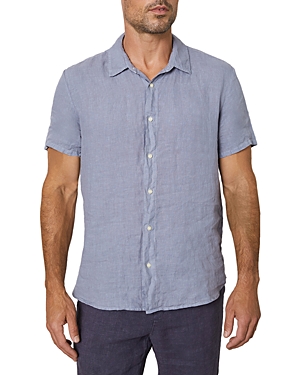 Velvet By Graham & Spencer Velvet By Graham & Spenser Mackie Short Sleeve Regular Fit Linen Shirt In Chambray Blue