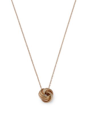 14K Yellow Gold Love Knot Necklace, 18" 