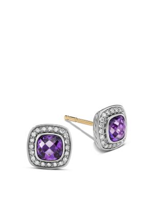 David Yurman Petite Albion Stud Earrings with Gemstone and Pave Diamonds