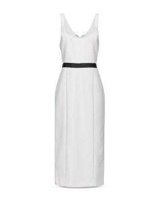 pinko open back sleeveless midi dress Midi wrap dress with belt