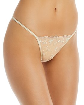 Shop Hanky Panky Nude Illusion Lace-Trimmed Mesh G-String Thong