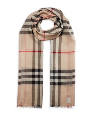 Lightweight Giant Check Wool &amp; Silk Scarf