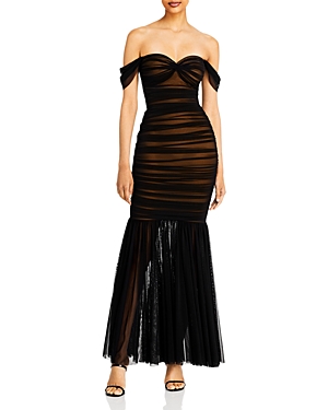 Norma Kamali Walter Sweetheart-neck Ruched-tulle Fishtail Dress In Black