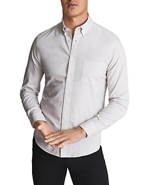 Reiss Meantime Melange Regular Fit Oxford Shirt In Camel