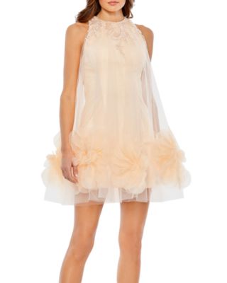 Mac Duggal - Halter Neck Flowy Petal A Line Mini Dress
