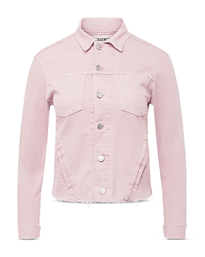 L Agence L'agence Janelle Slim-fit Raw Denim Jacket In Soft Pink