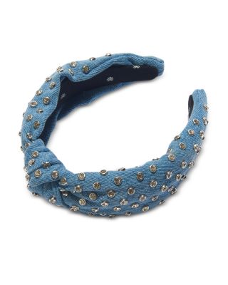 Lele Sadoughi Denim Crystal Knotted Headband | Bloomingdale display picture 2