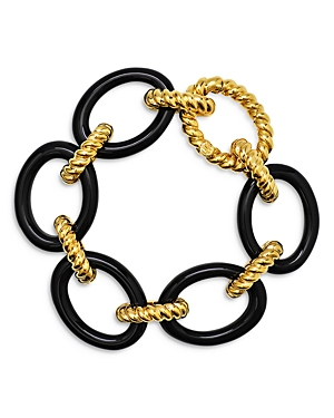 Capucine De Wulf Earth Goddess Black & Twisted Link Bracelet in 18K Gold Plate