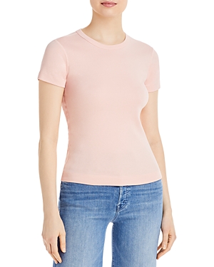 Three Dots Solid Crewneck Tee In Peachskin