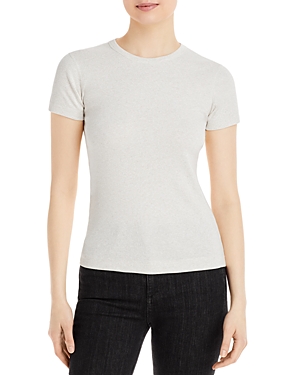 Three Dots Solid Crewneck Tee In H. Oyster Gray
