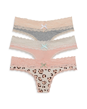 Honeydew Ahna Thongs, Set Of 3 In Heather Grey/georgia/calm Leopard