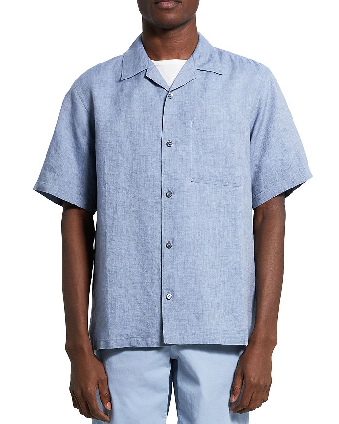 Theory Short Sleeve Regular Fit Linen Shirt | Bloomingdale's