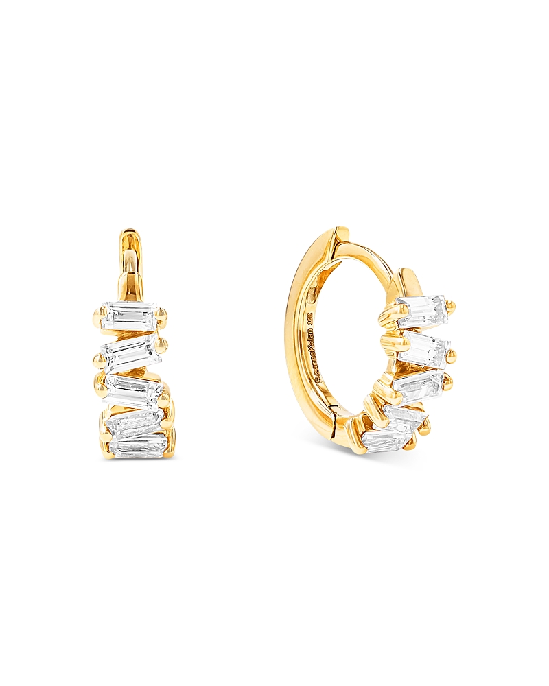 Suzanne Kalan 12mm Huggie Earrings In 18k Yellow Gold And Diamonds In White/gold