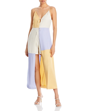 Rebecca Taylor Color Blocked Sleeveless Twill Dress In Colorblock