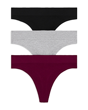 Honeydew Bailey Thong, Set Of 3 In Black/heather Grey/serenade