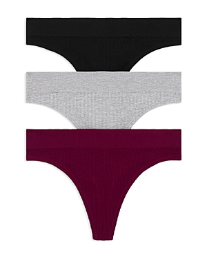 Honeydew Bailey Thong, Set Of 3 In Black/heather Grey/serenade