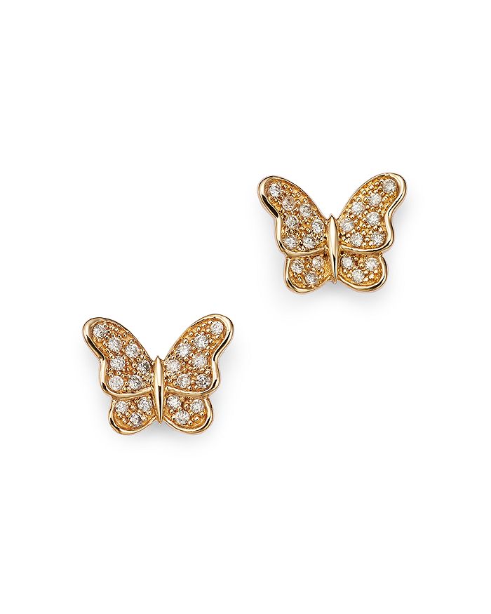 Bloomingdale's Diamond Butterfly Stud Earrings in 14K Yellow Gold