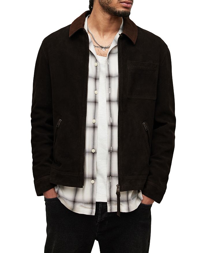 ALLSAINTS Jaxen Suede Contrast Collar Jacket | Bloomingdale's