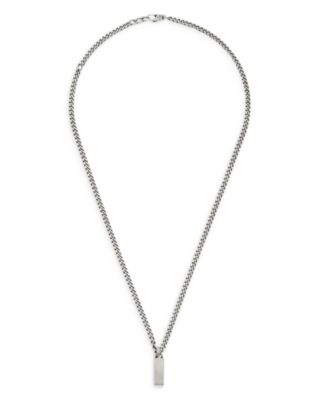 Sterling Silver Curb Chain Tag Pendant Necklace, 19.6"