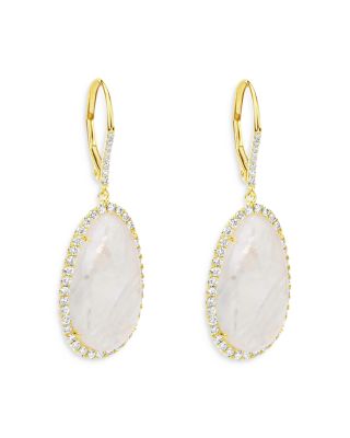 Meira T - 14K Yellow Gold Rainbow Moonstone & Diamond Drop Earrings