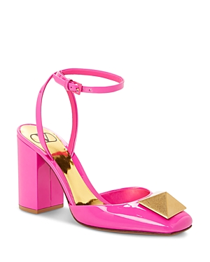 Valentino Women's Square Toe Pyramid Stud High Heel Pumps In Disco Pink
