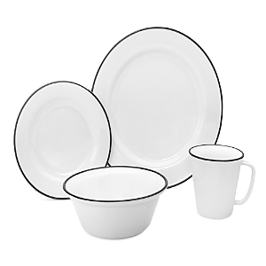 Shop Godinger Bistro Black Band 16 Piece Porcelain Dinnerware Set In White/black