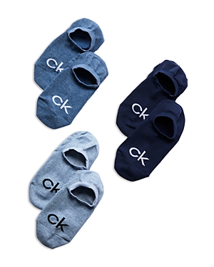 Calvin Klein Logo No Show Liner Socks, Pack Of 3 In Stonewash