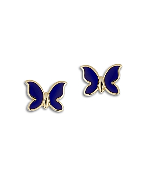 Moon & Meadow 14k Yellow Gold Enamel Butterfly Stud Earrings - 100% Exclusive In Blue/gold