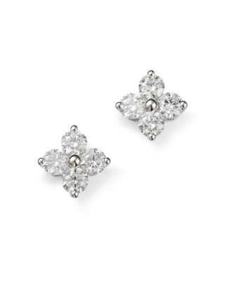 Bloomingdale's Fine Collection - Diamond Clover Stud Earrings in 14K White Gold, 1.50 tcw
