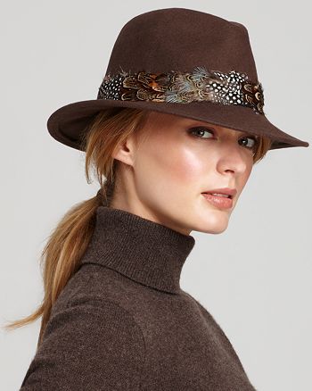 AQUA Fedora with Feathers - 100% Exclusive | Bloomingdale's